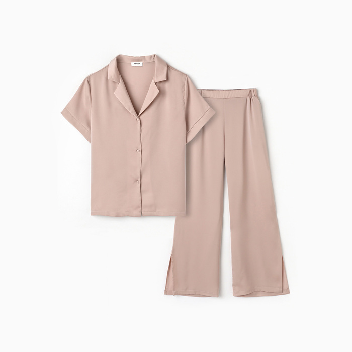 Пижама женская (рубашка, брюки) KAFTAN, размер 52-54, пудровая