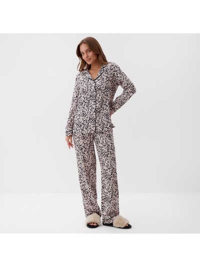 Пижама женская (рубашка, брюки) KAFTAN Leo, размер 52-54, розовая