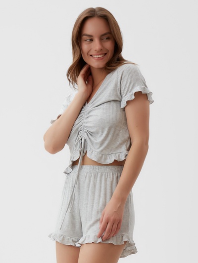 Пижама женская (футболка, шорты) KAFTAN Gray, размер 44-46