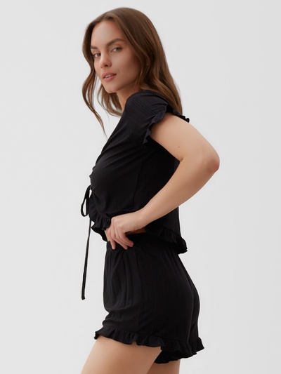 Пижама женская (футболка, шорты) KAFTAN Black, размер 40-42