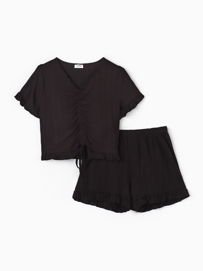 Пижама женская (футболка, шорты) KAFTAN Black, размер 40-42