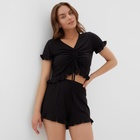 Пижама женская (футболка и шорты) KAFTAN Black р. 44-46 - фото 807893743