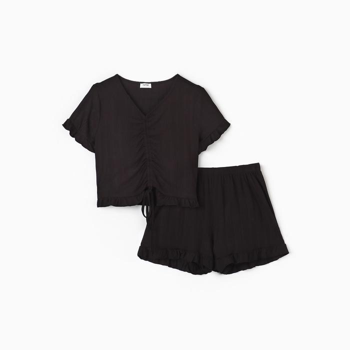 Пижама женская (футболка, шорты) KAFTAN Black, размер 48-50