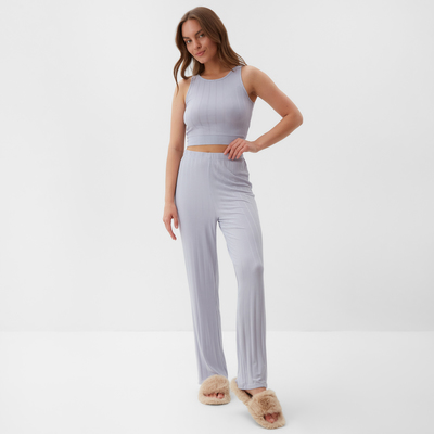 Пижама женская (майка, брюки) KAFTAN «Цветы», размер 48-50, голубая