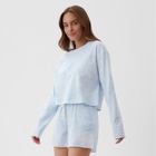 Пижама женская (лонгслив, шорты) KAFTAN, размер 40-42, голубая - Фото 3