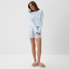 Пижама женская (лонгслив, шорты) KAFTAN, размер 52-54, голубая - Фото 2