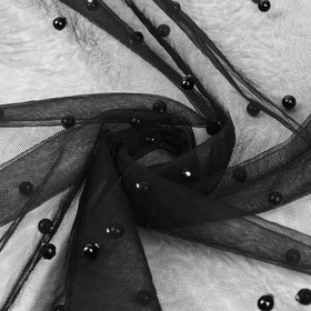 Сетка с бусинами, 150 см, 1 ± 0,2 м, цвет чёрный