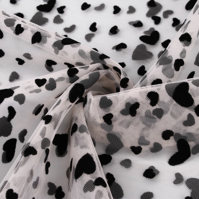 Сетка с флоком «Сердечки», 150 см, 1±0.2 м, бежевая