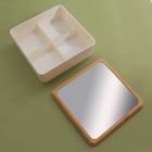 УЦЕНКА Органайзер для хранения «MIRROR», с зеркалом, 4 секции, 15×15×5 см, цвет коричневый/белый - Фото 3