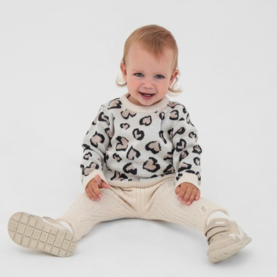 Костюм для девочки (джемпер, штаны) вязаный «Крошка Я» Leo Love, рост 68-74 см, бежевый