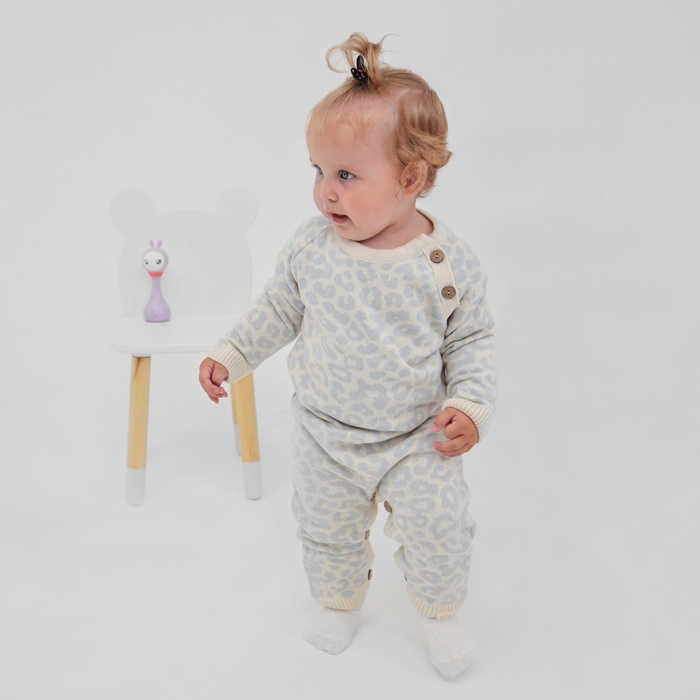 Комбинезон вязаный Крошка Я Leo Baby рост 86-92 см, серый - Фото 1