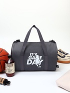 Сумка спортивная на молнии TEXTURA, с подкладкой, длинный ремень, с принтом, маленький размер, серая - Фото 4