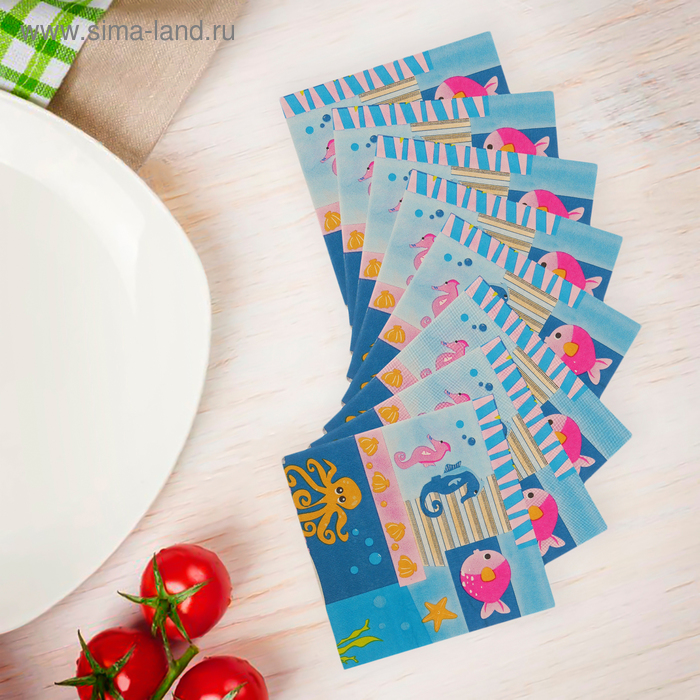 Салфетки бумажные "Море", набор 20 шт., 33 × 33 см - Фото 1