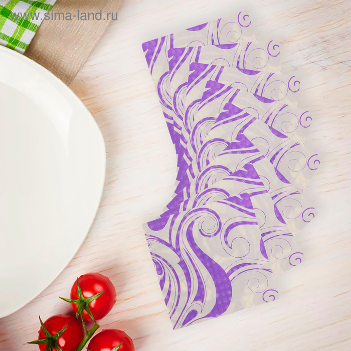 Салфетки бумажные (набор 20 шт.) «Волны» 33×33 см, фиолетовые - Фото 1