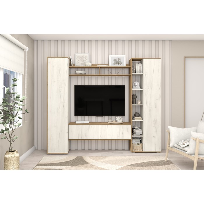 

Гостиная Сальма, 2500х483х2120, Крафт золотой/Белый