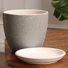 Горшок цветочный "Виченца", серый рельеф 1,4 л - фото 24625361
