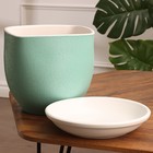 Горшок цветочный "Квадрат рельеф" зеленый рельеф 6 л - фото 24625409