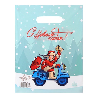 Пакет «Новогоднее послание», полиэтиленовый с вырубной ручкой, 30×23 см