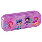 Пенал пластиковый футляр 90 х 215 х 43 мм, СТАММ "Звездочки" тонированный фиолетовый с блестками - фото 24530380