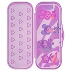 Пенал пластиковый футляр 90 х 215 х 43 мм, СТАММ "Звездочки" тонированный фиолетовый с блестками - фото 24530381