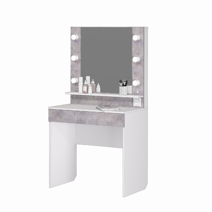 Стол туалетный «Акцент 12», с подсветкой, 800×476×1500 мм, цвет белое сияние/цемент светлый - Фото 1