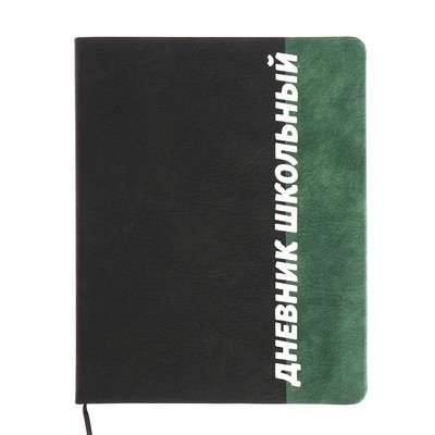 Дневник универсальный для 1-11 классов "Шрифт", твёрдая обложка из искусственной кожи, ляссе, 48 листов, чёрно-зелёный