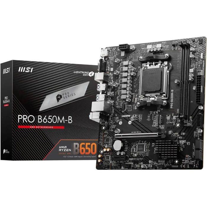 Материнская плата Msi Pro B650M-B, AM5, B650, 2xDDR5, VGA, HDMI, mATX - фото 51584402