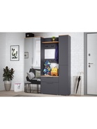 Прихожая «Октава», с зеркалом, 1620×350×1980 мм, цвет серый графит/дуб крафт золотой - Фото 1