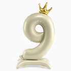 Воздушный шар фольгированный 42" «Цифра 9 с короной», на подставке - Фото 1