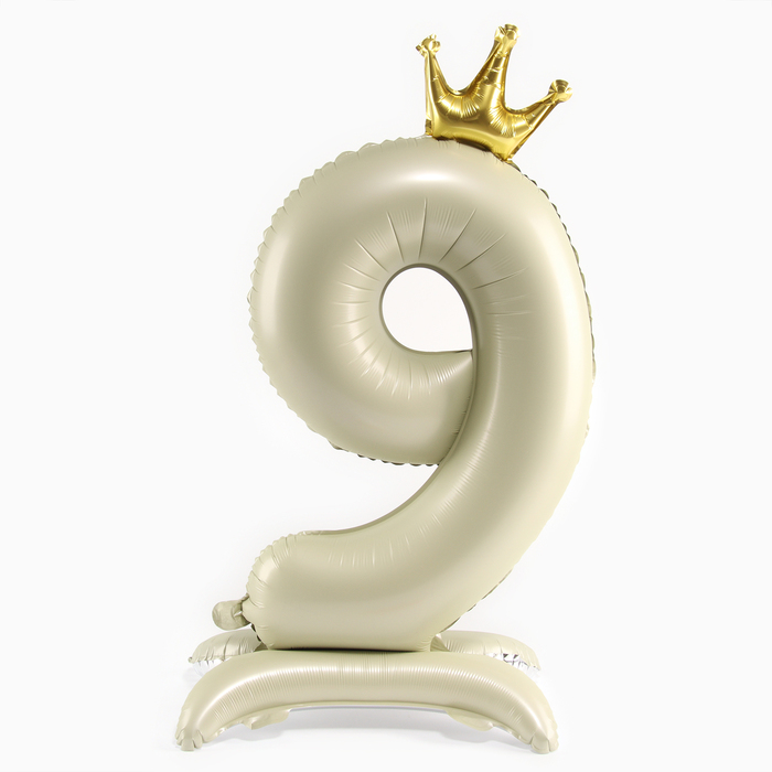 Воздушный шар фольгированный 42" «Цифра 9 с короной», на подставке - Фото 1