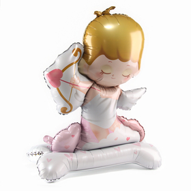 Воздушный шар фольгированный 48" «Купидон на подставке», под воздух