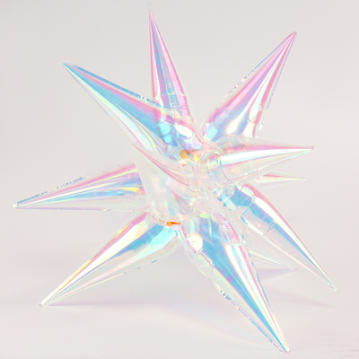 Шар фольгированный 27" «Звезда 3D», цвет прозрачный перламутровый градиент