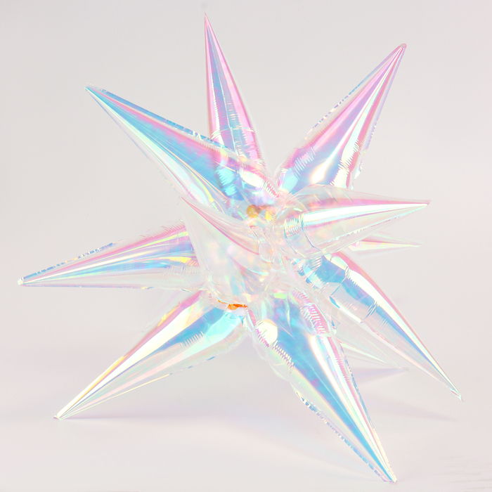 Шар фольгированный 27 «Звезда 3D», цвет прозрачный перламутровый градиент