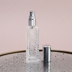 Флакон для парфюма «Прозрачный узор», с распылителем, 15 мл, цвет серебристый - фото 12097565