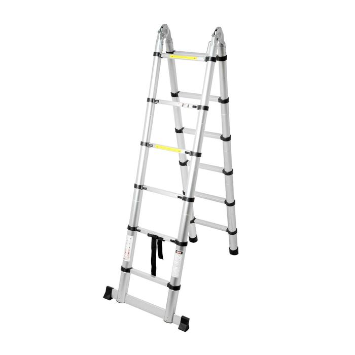 Стремянка-лестница телескопическая ТУНДРА, раскладная, алюминиевая, 1.9×1.9 м