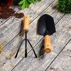 Набор садового инструмента, 2 предмета: совок, рыхлитель, длина 33 см, деревянные ручки - Фото 2