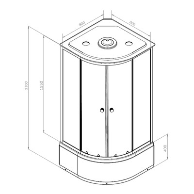 Душевая кабина Comforty CF5888E-B, высокий поддон, 800×800×2100 мм