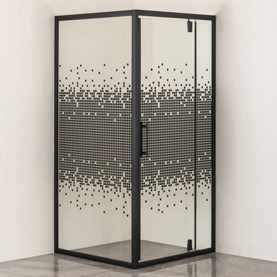 Душевое ограждение Comforty 30BM, чёрный профиль, 900×900×2000 мм