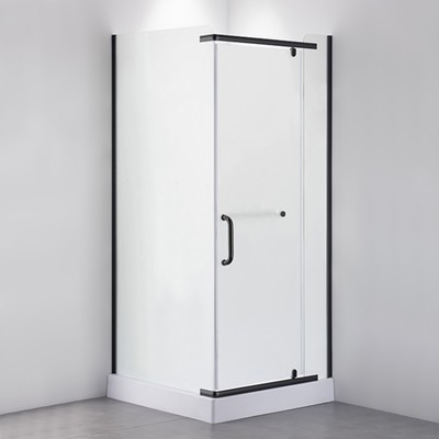 Душевое ограждение Comforty 32NB, чёрный профиль, с поддоном, 900×900×1975 мм