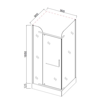 Душевое ограждение Comforty 32NB, чёрный профиль, с поддоном, 900×900×1975 мм