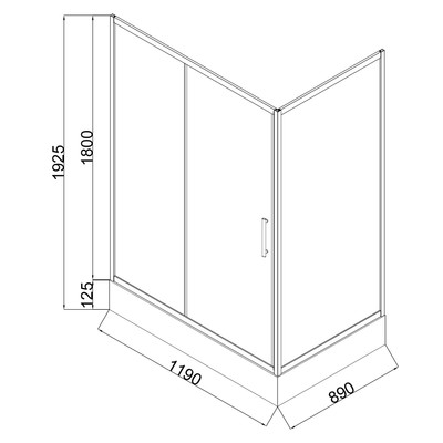 Душевое ограждение Comforty 33B, чёрный профиль, с поддоном, 1200×800×1925 мм
