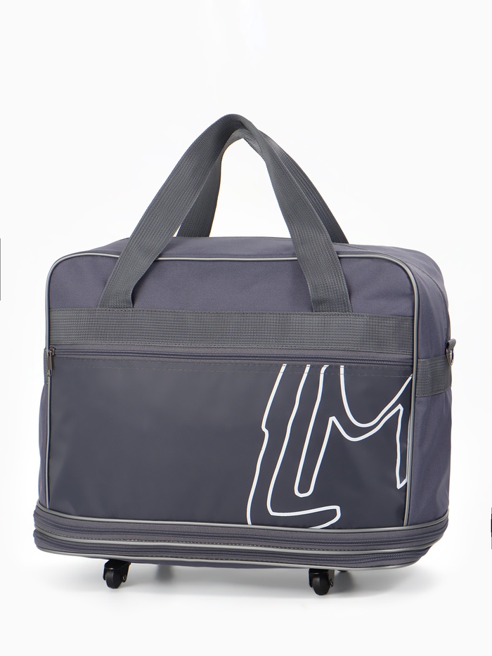 Сумка дорожная 20" на 4 колёсах, отдел на молнии, с увеличением, наружный карман, длинный ремень, серая - Фото 1