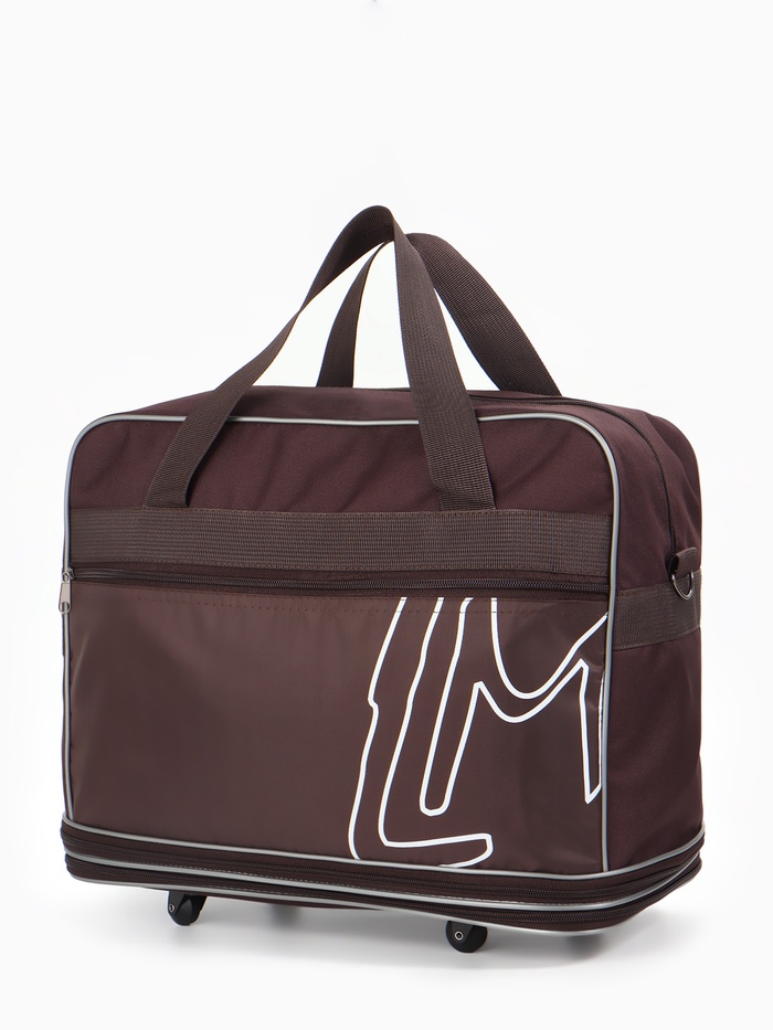 Сумка дорожная 20" на 4 колёсах, отдел на молнии, с увеличением, наружный карман, длинный ремень, коричневая - Фото 1