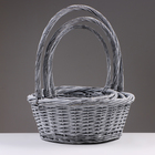 Набор корзин из 3 шт, 40х16/45 см, серый, ива - фото 24537616