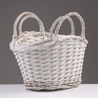 Набор корзин из 2 шт, 39х25х19/3х см, белый, ива - фото 24537628