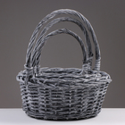 Набор корзин из 3 шт, 33х14/34 см, серый, ива - фото 24537646