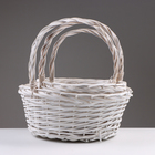 Набор корзин из 3 шт, 40х17/41 см, белый, ива - фото 24537652
