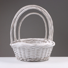 Набор корзин из 3 шт, 40х16/45 см, белый, ива - фото 24537658