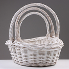 Набор корзин из 3 шт, 43х33х17/40 см, белый, ива - фото 24537676