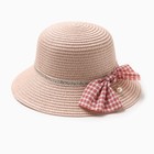 Шляпа для девочки MINAKU с бантом, цвет розовый, р-р 52 - фото 321755254